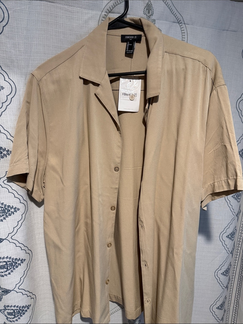 Forever 21 Men's Short Sleeve Button-Down Shirt in Tan